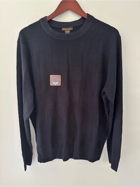 Dockers Men's Navy Blue Crewneck Sweater with subtle Pattern